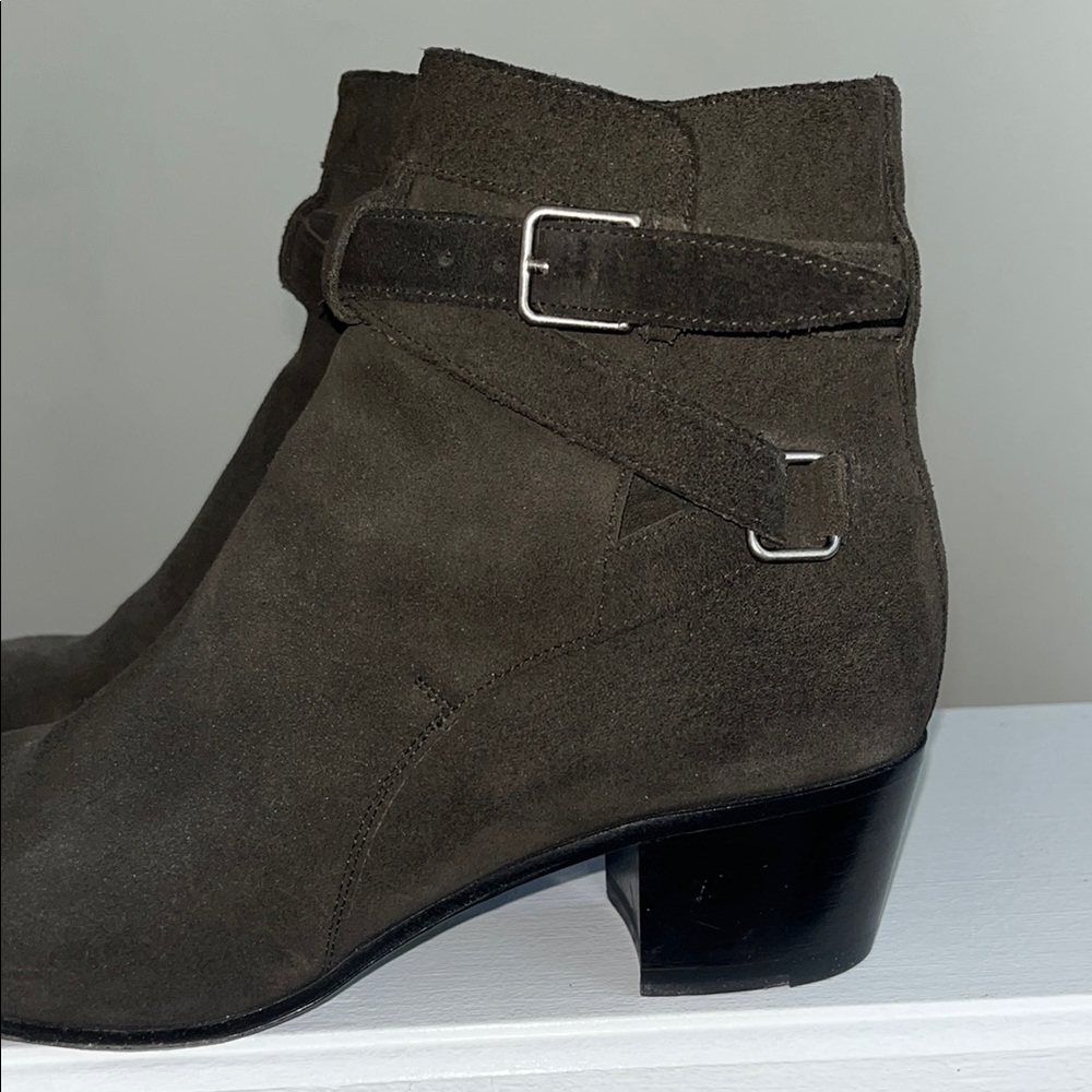 Saint Laurent Dark Brown Green Ankle Boots - Picture 2 of 10